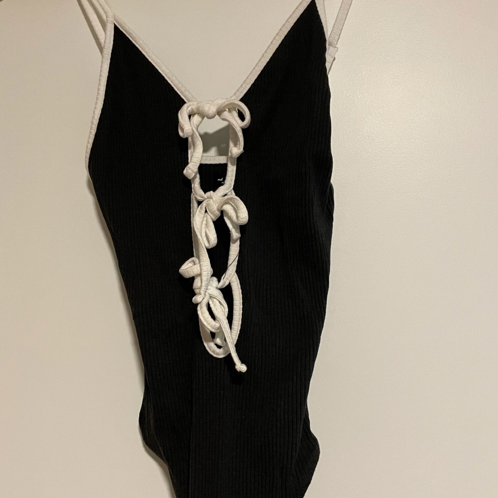 Black tie/ lace up body suit